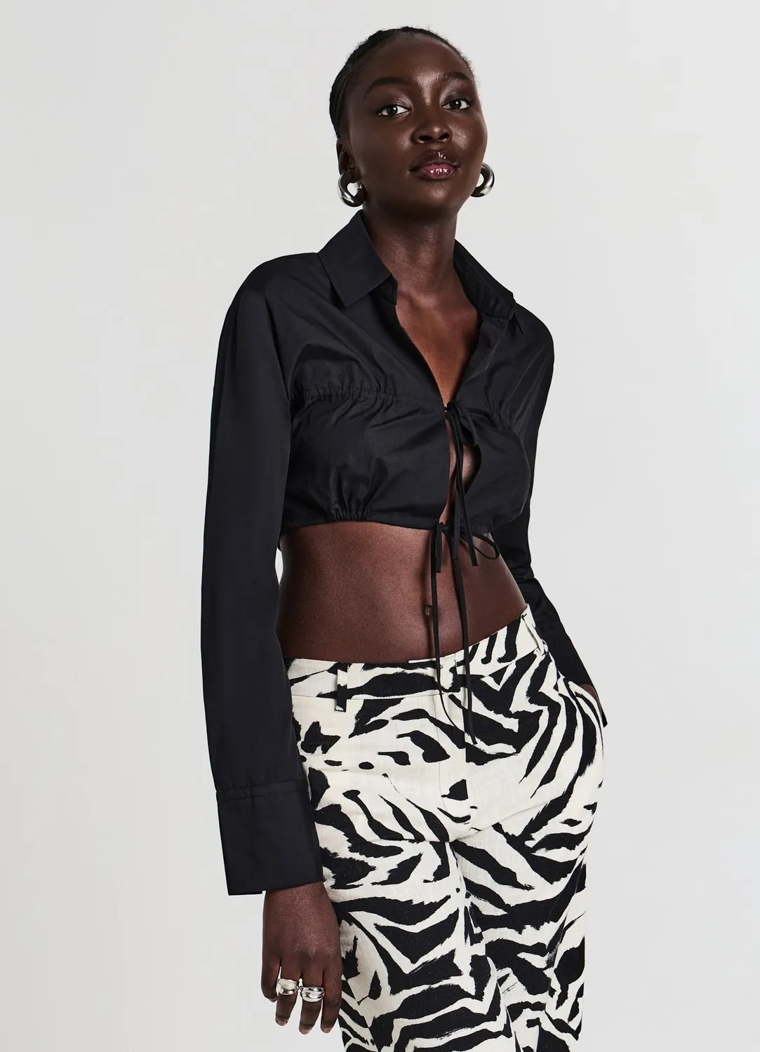 Calliope chemise cropped femme lacets coton