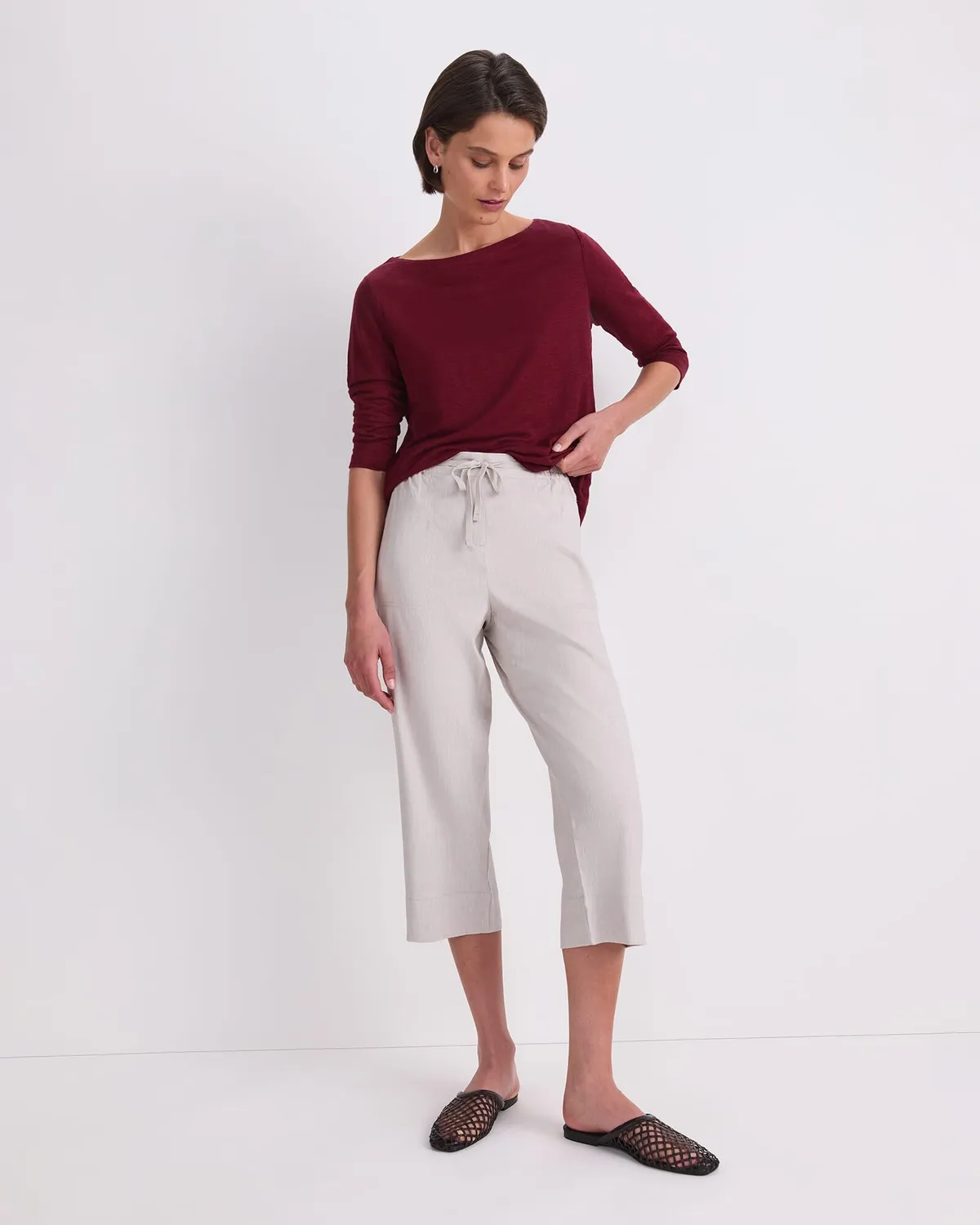 Sportscraft Rosa pantalon lin court taille 10