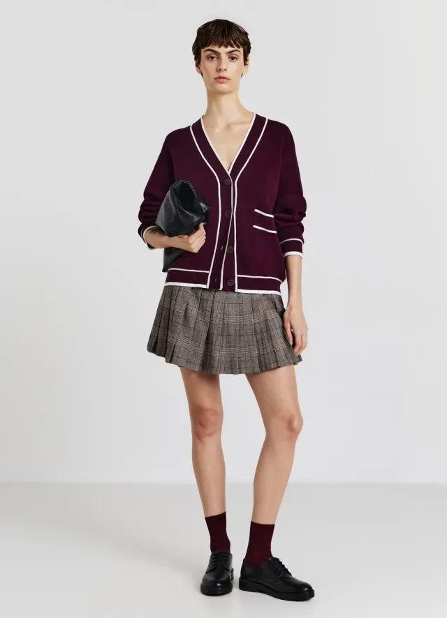 Calliope cardigan femme gilet col V à poches contrasté