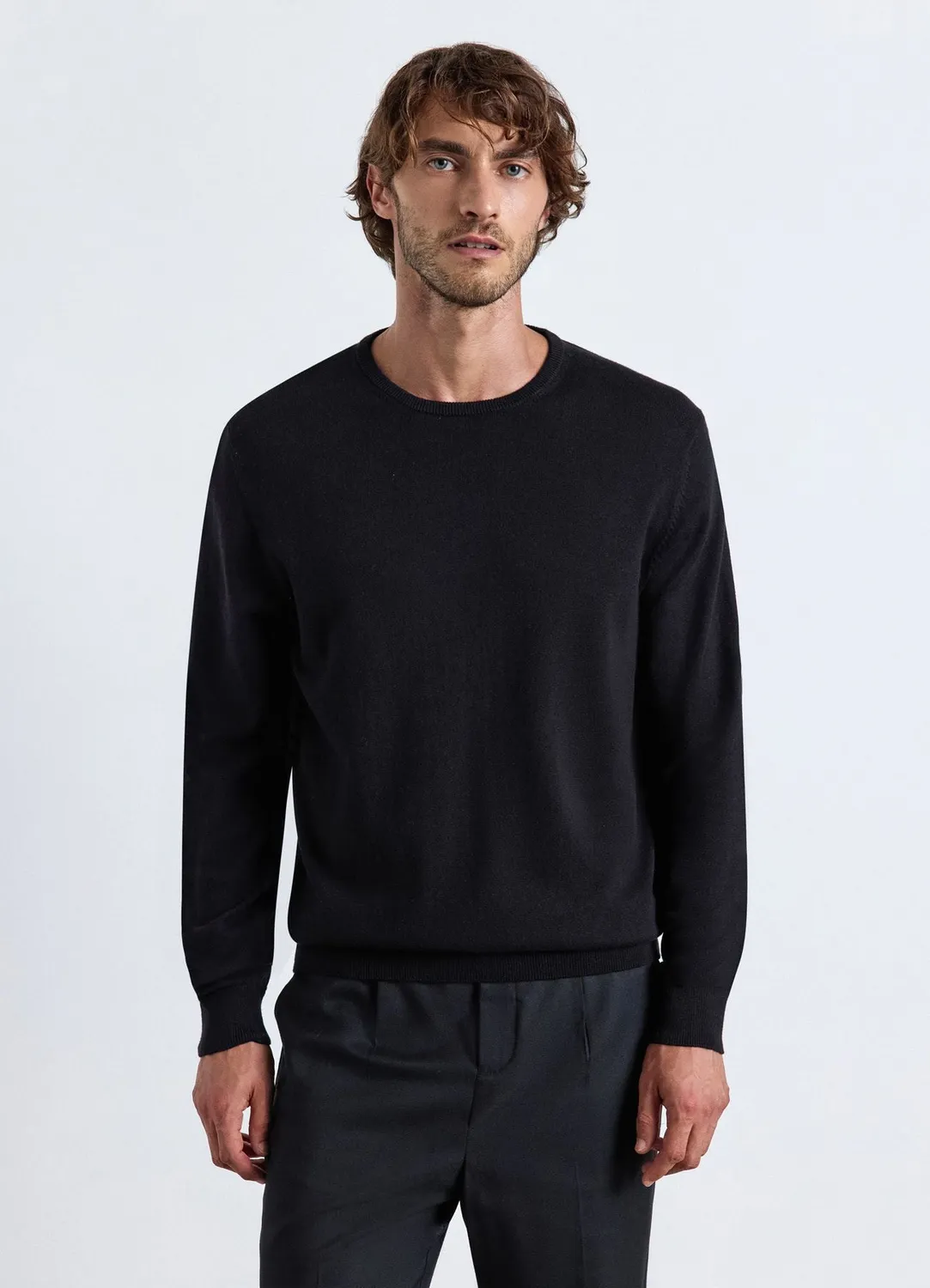 Calliope pull col rond homme uni manches longues