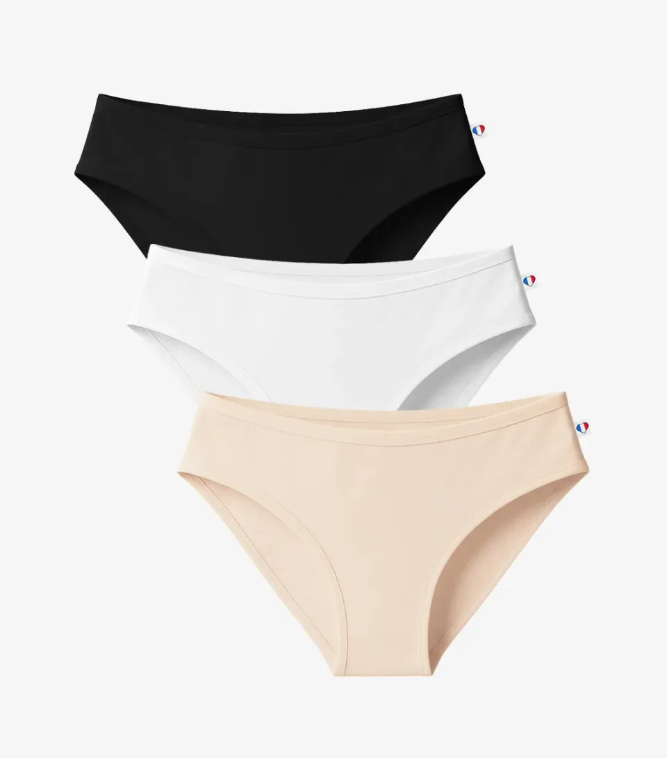 Cocorico culotte femme x3 noir blanc chair coton