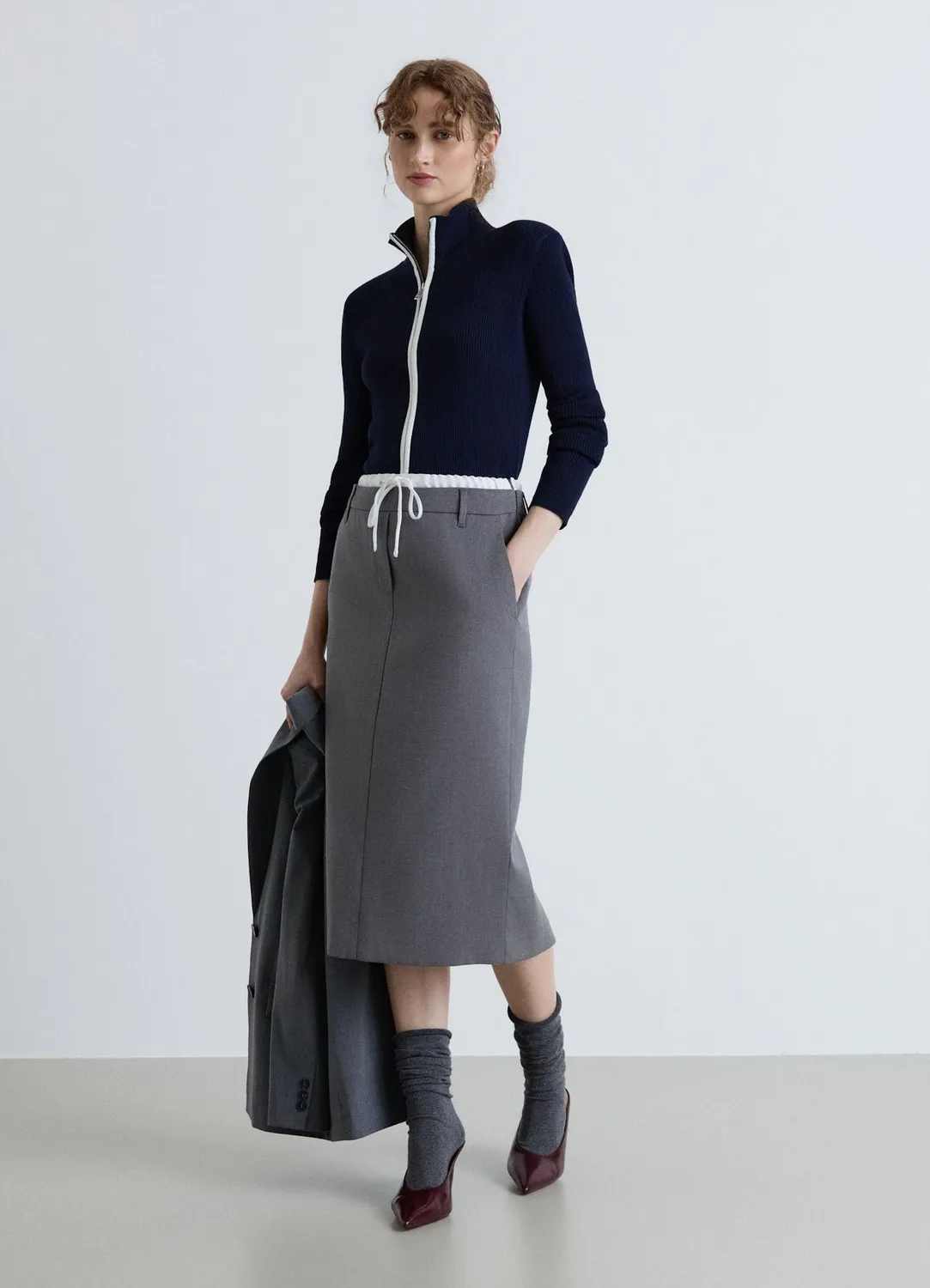 Calliope cardigan zippé à côtes femme viscose