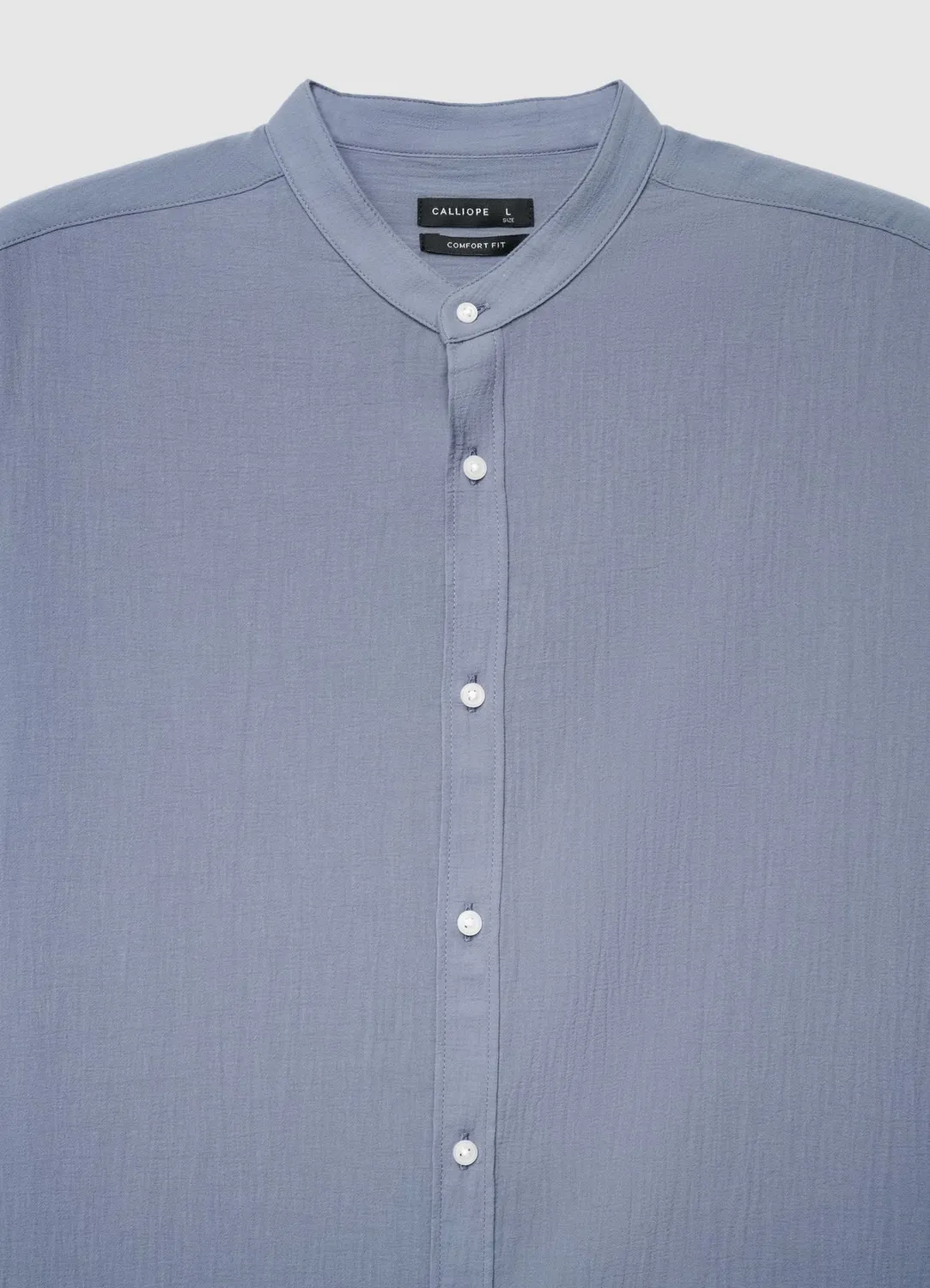 Calliope chemise col mao homme unie manches longues