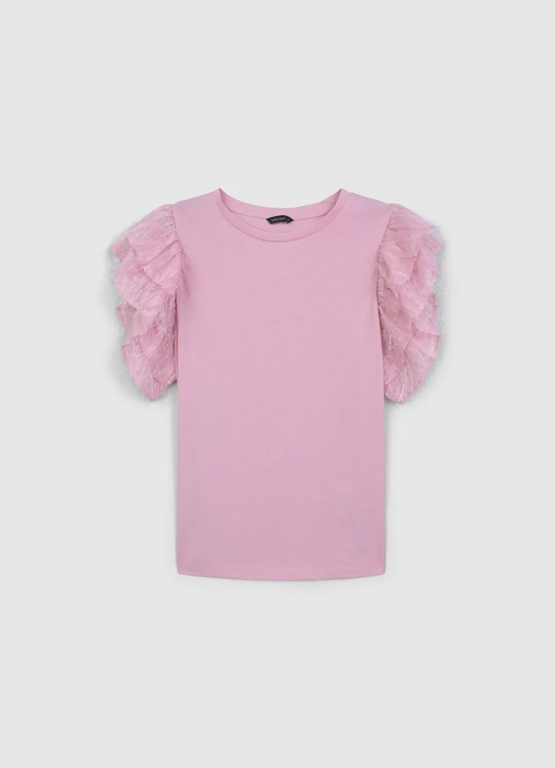 Calliope t-shirt volants femme coton col rond