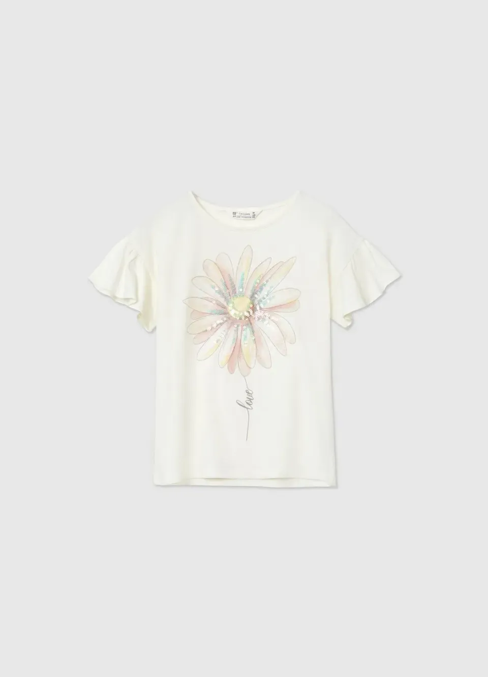Calliope t-shirt fille coton marguerite sequins
