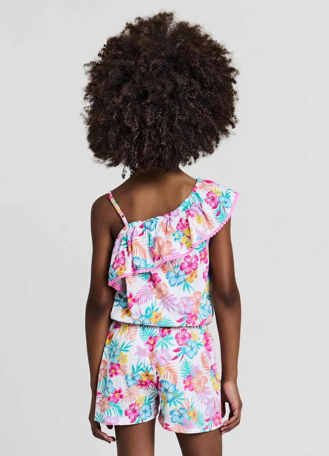Calliope combishort une épaule fille tropical