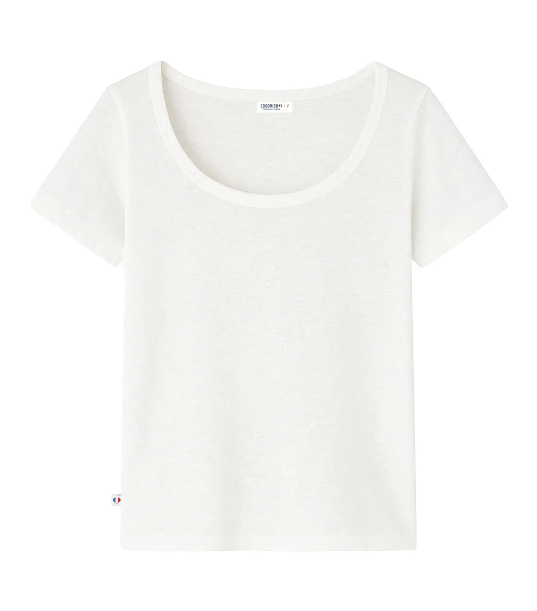 Cocorico Intemporel T-shirt Femme Blanc lin