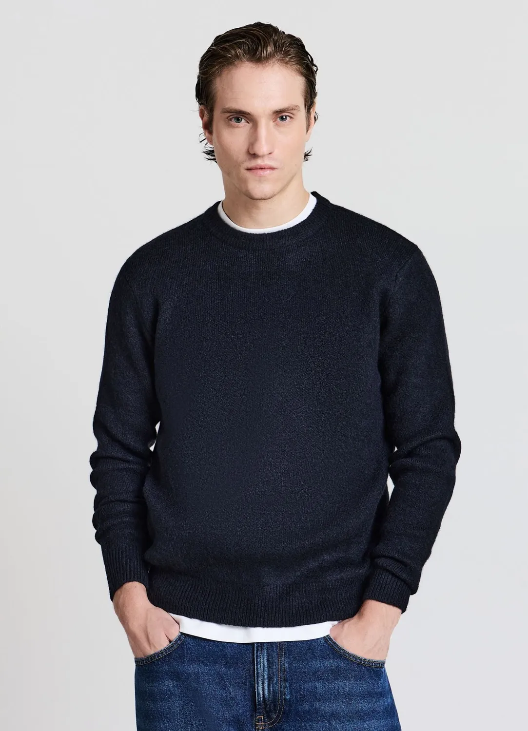 Calliope pull col rond maille poilue homme uni