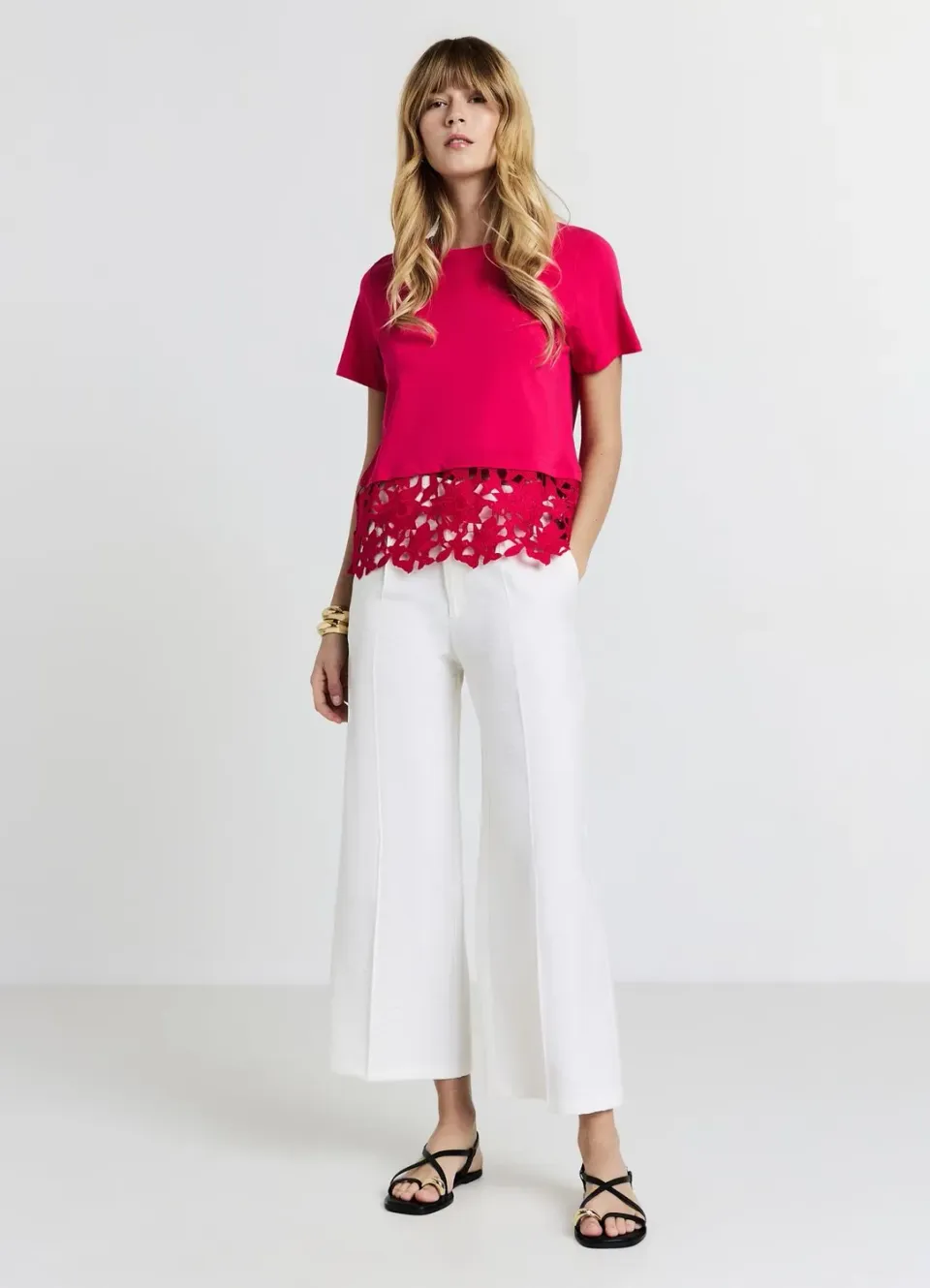 Calliope T-shirt fondo sangallo femme coton regular