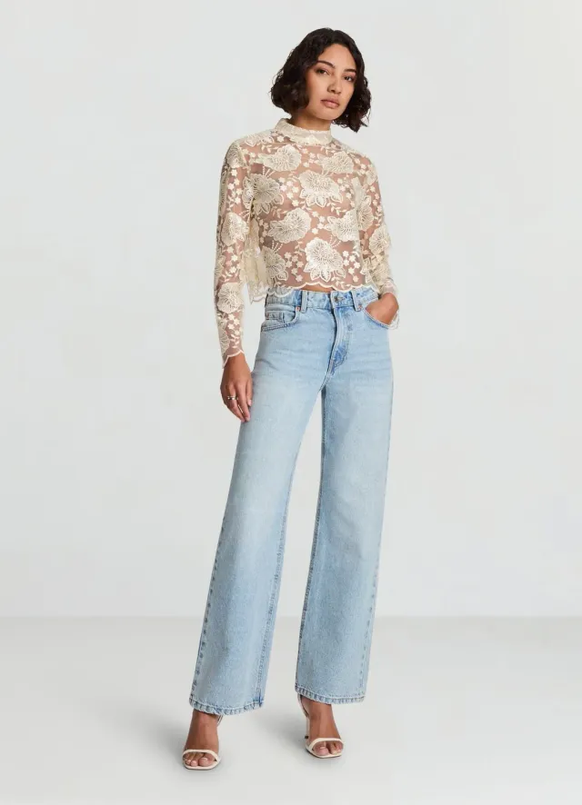 Calliope blouse dentelle femme paillettes florale