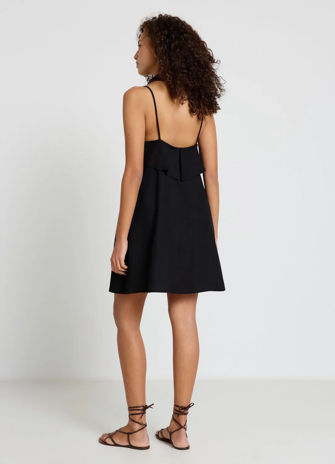 Calliope Robe mini évasée lin femme volant