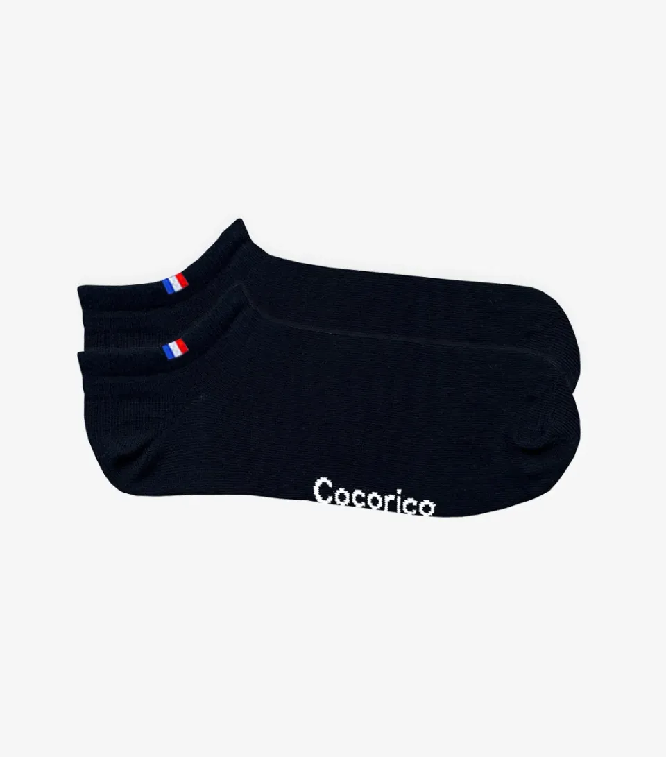 Cocorico Invisible chaussettes femme noir x2 coton