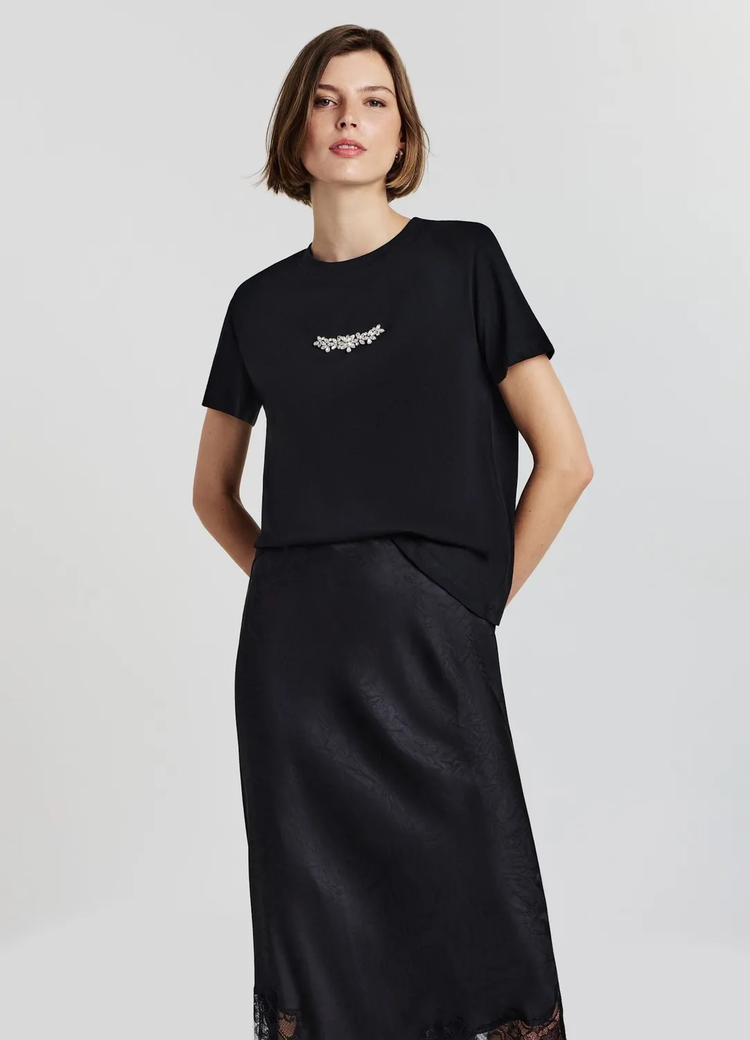 Calliope t-shirt strass col rond femme coton