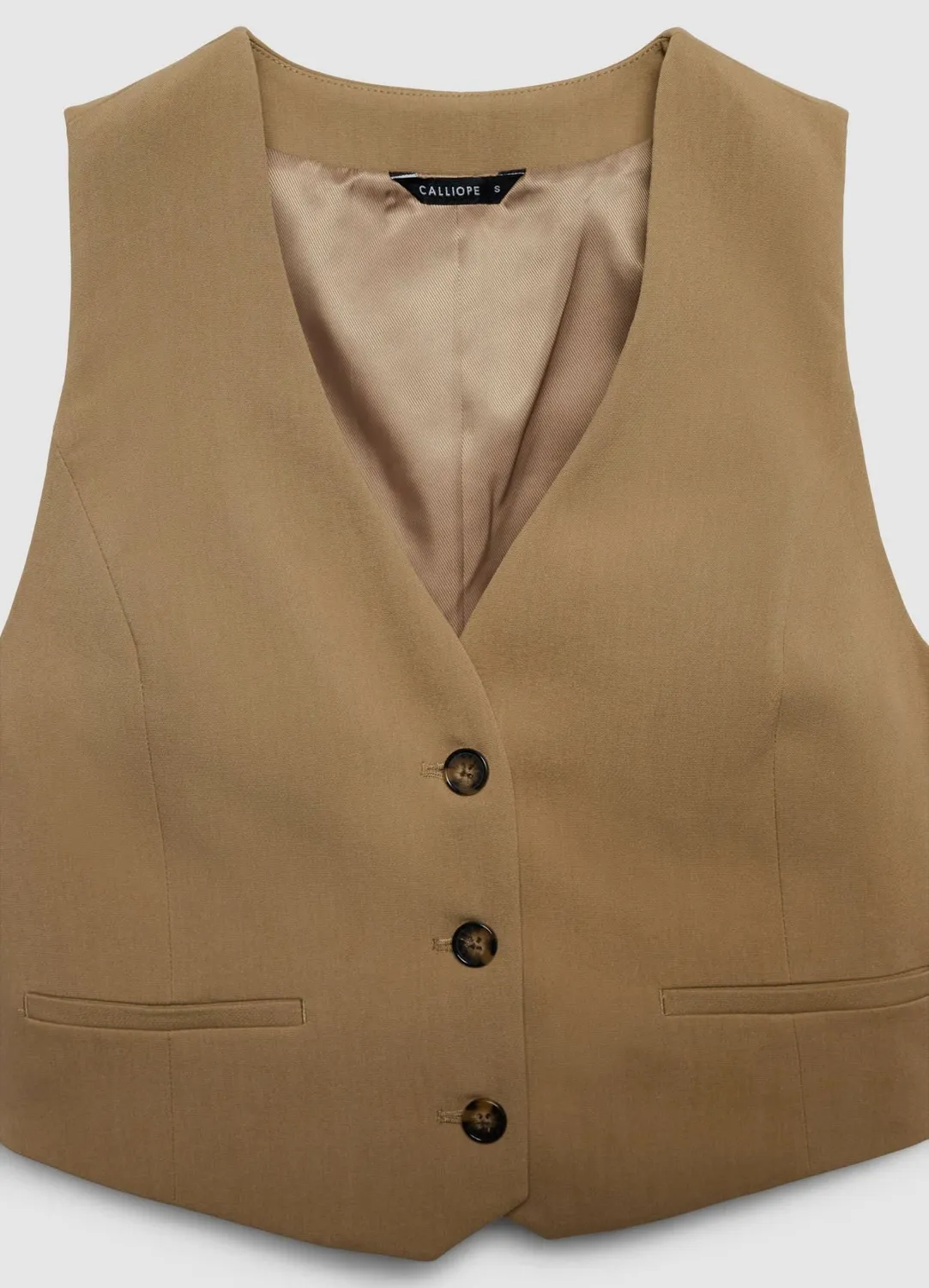 Calliope gilet court femme col V 3 boutons