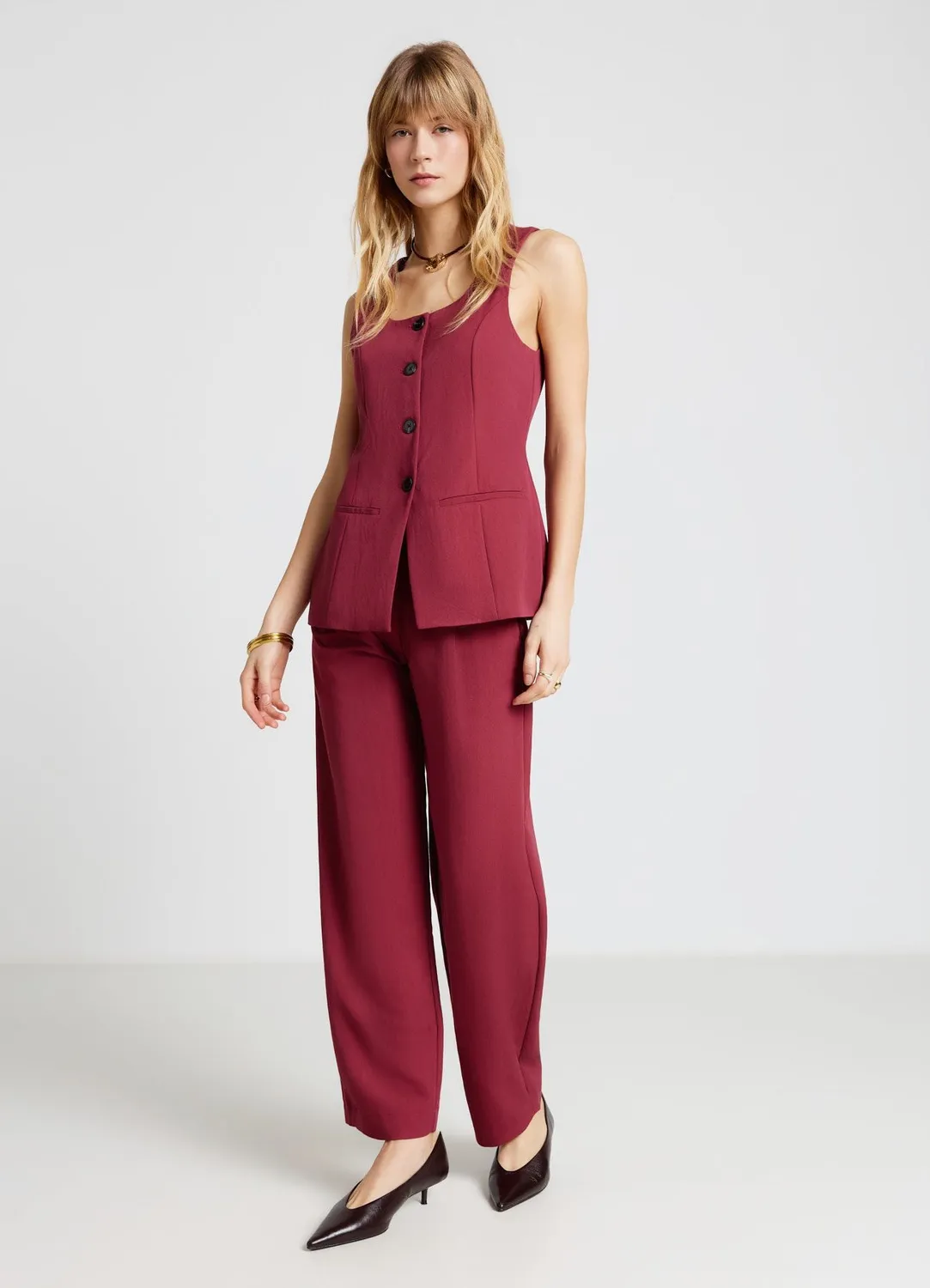 Calliope pantalon barrel double pince femme XS taille haute