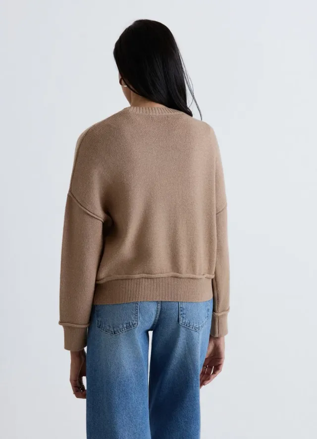 Calliope pull femme col rond uni bord franc