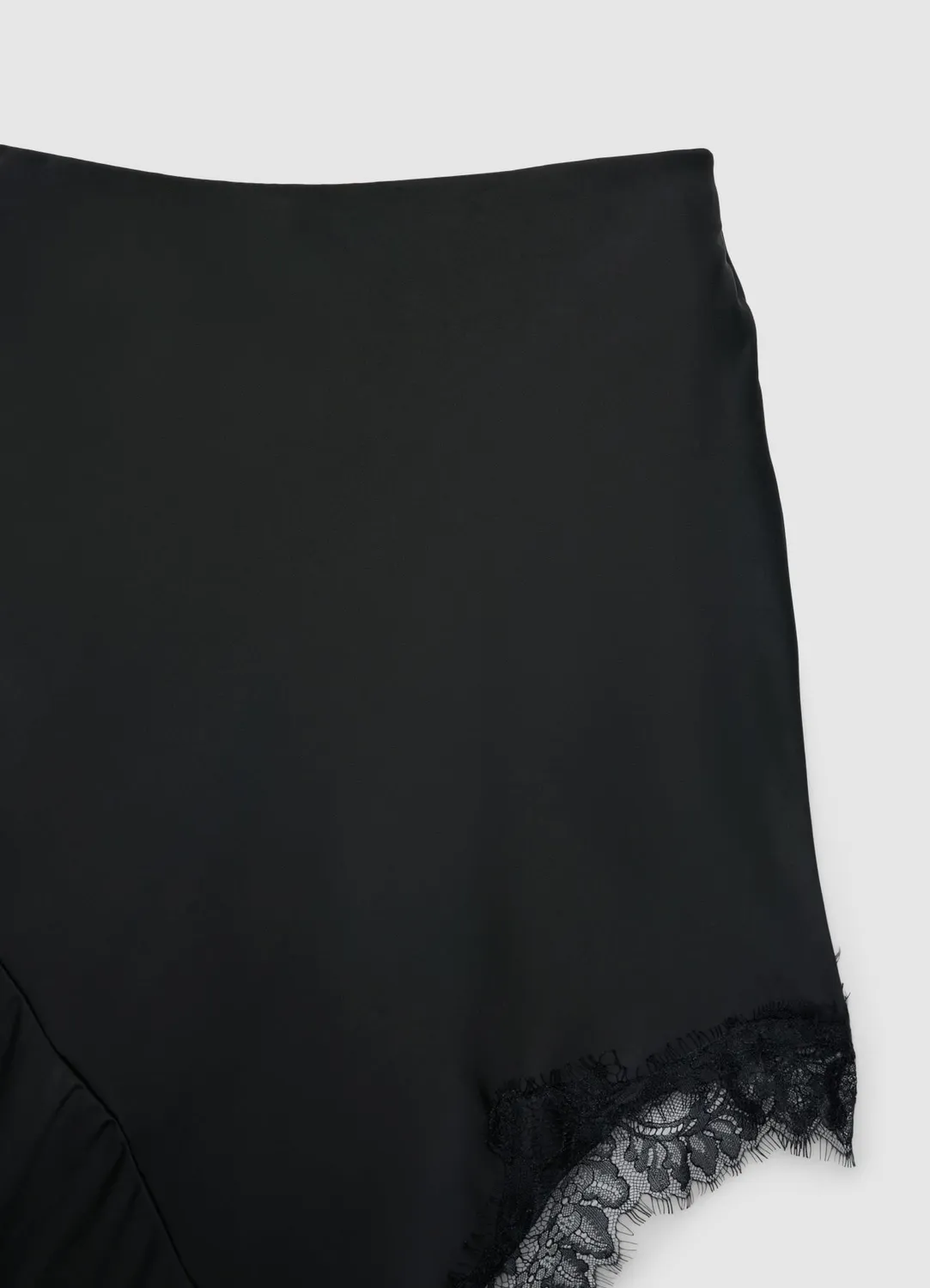 Calliope jupe femme asymétrique satin dentelle