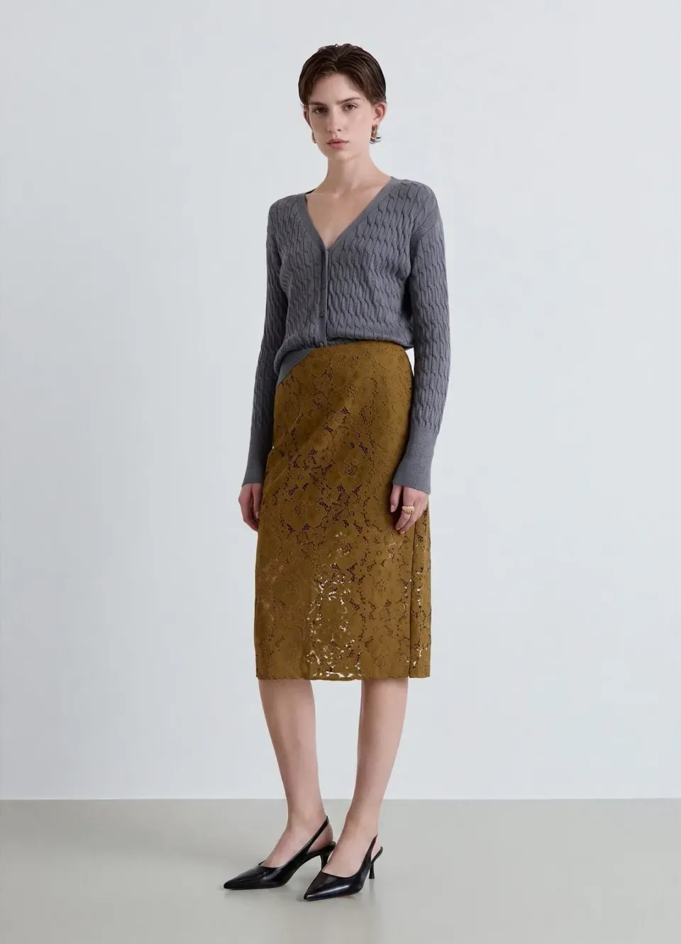 Calliope cardigan torsades femme col V boutonné