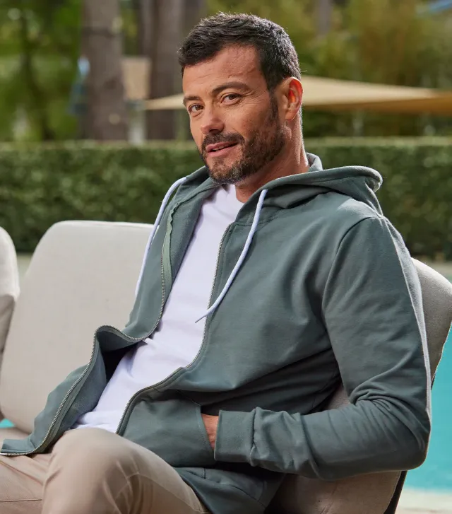 Cocorico Intemporel sweat zippé homme sauge molleton