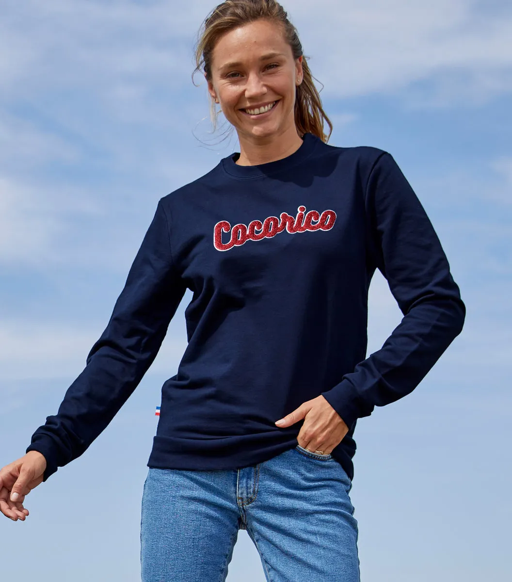 Cocorico Bouclette sweat femme marine coton