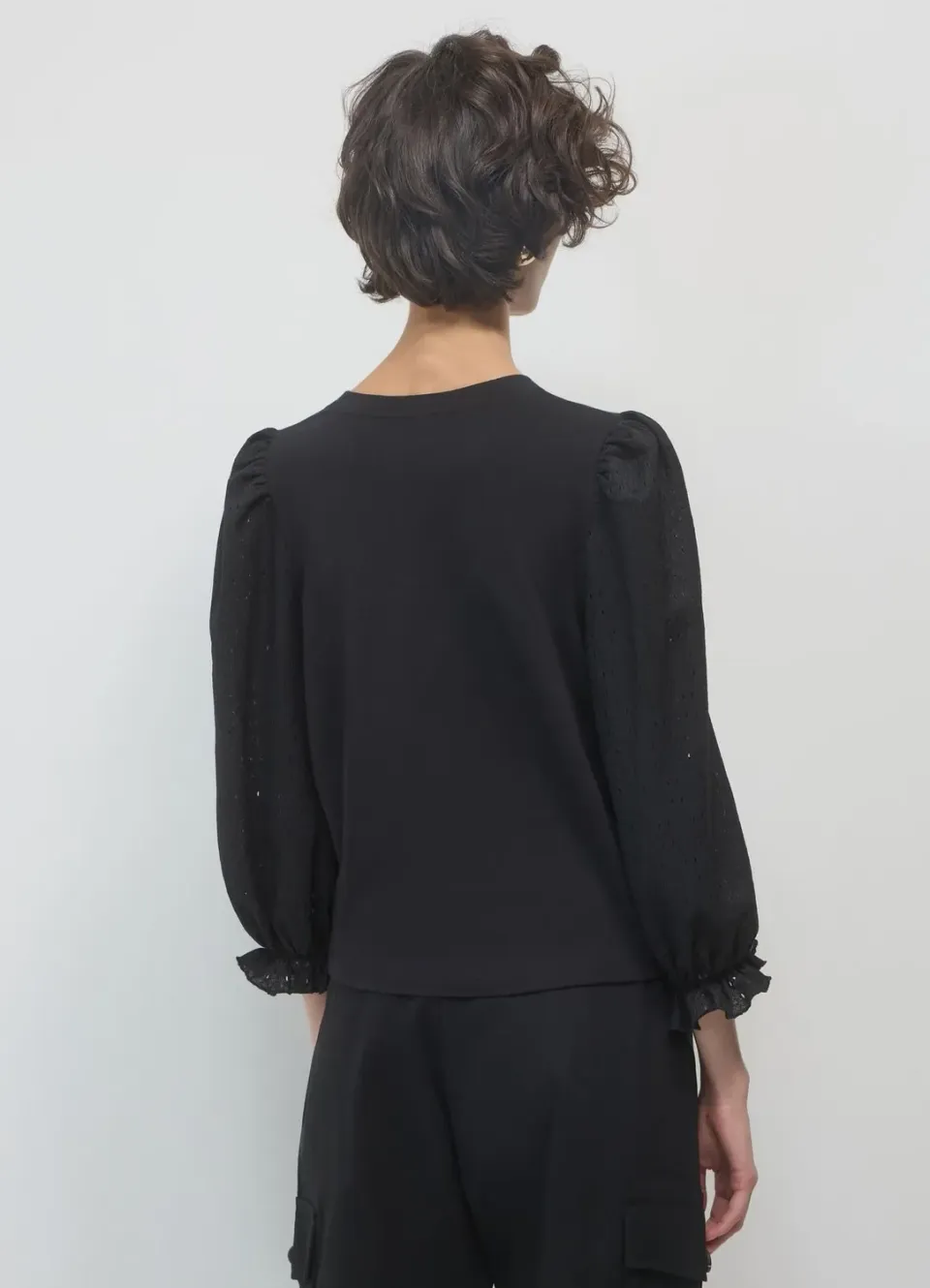 Calliope pull manches ajourees femme coton uni