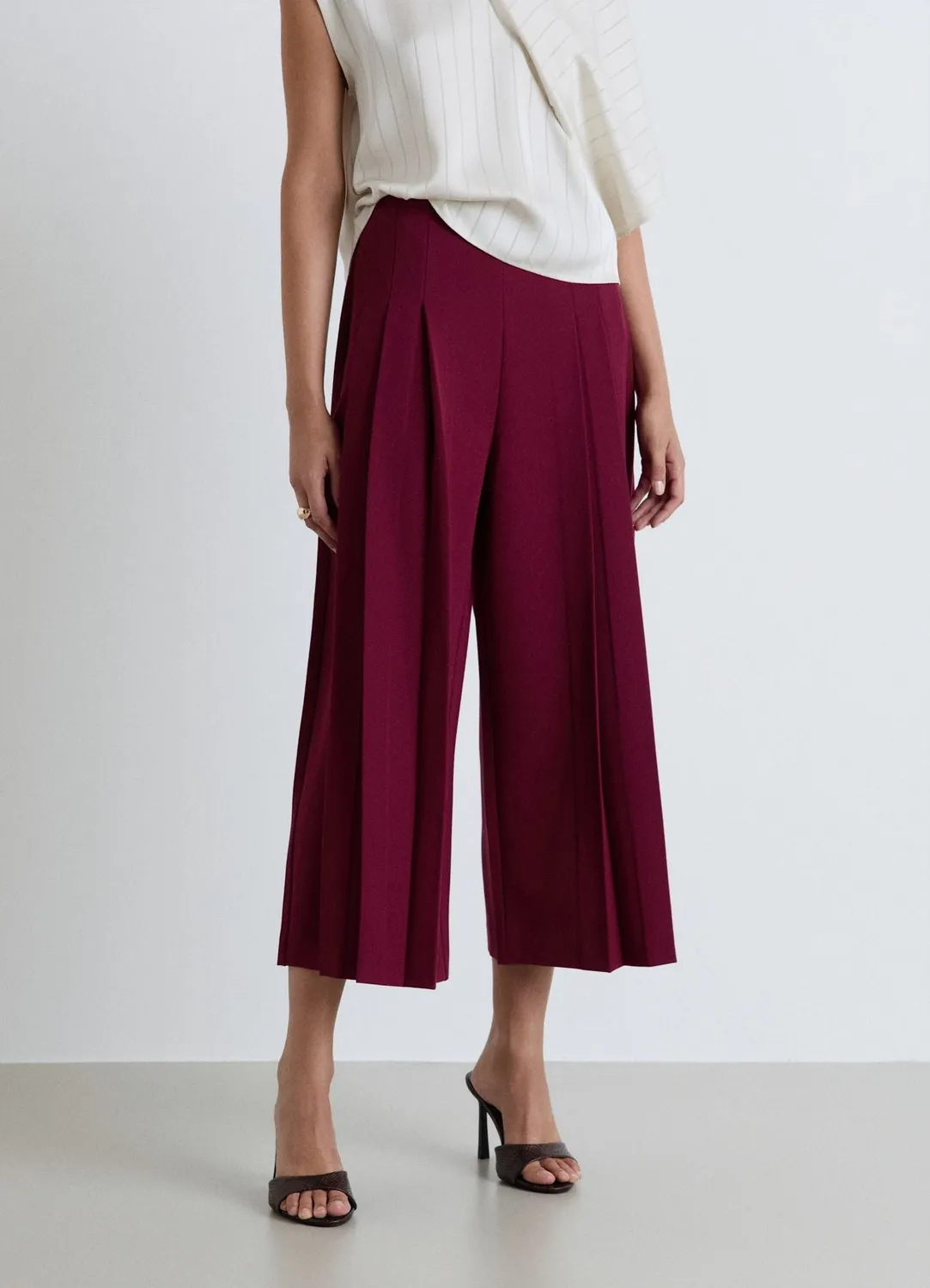 Calliope Pantalon Culotte Femme M Plis Taille Haute