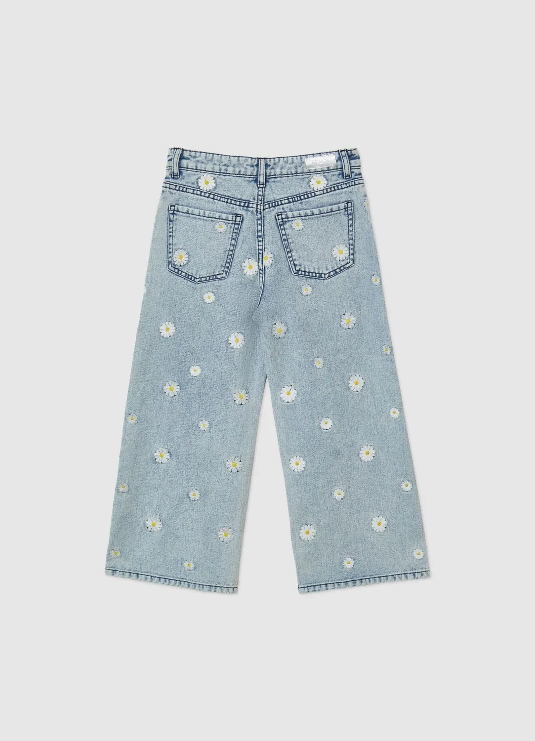 Calliope jean crop fille broderie marguerites