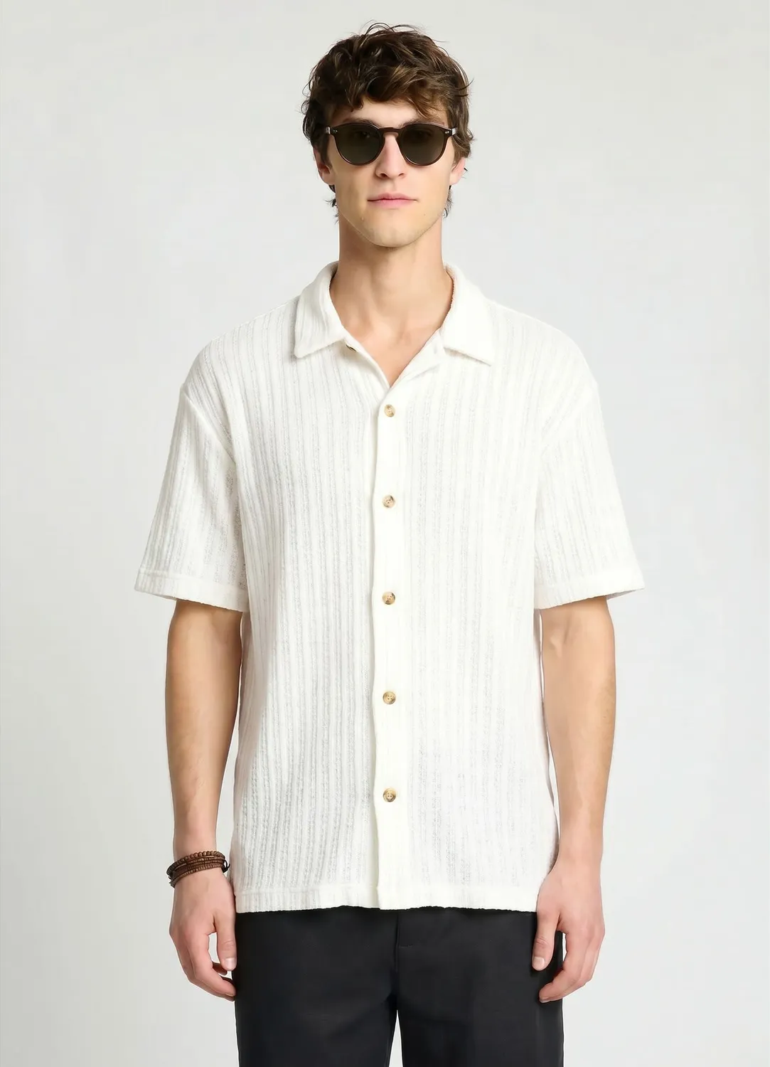 Calliope chemise crochet homme manches courtes col classique
