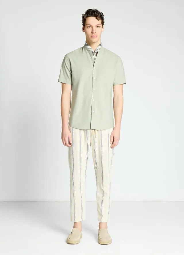 Calliope Chemise Mao Unie Chemise Homme Manches Courtes