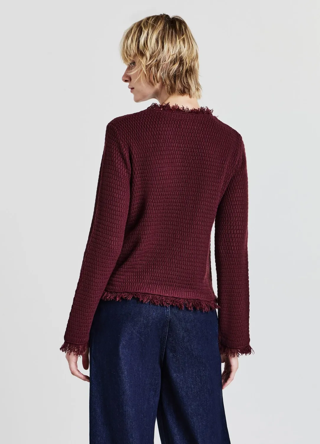 Calliope cardigan franges femme col rond poches