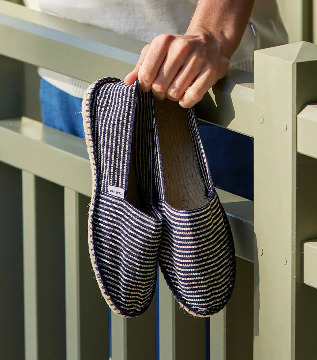 Cocorico Rayé Fine espadrille homme bleu coton