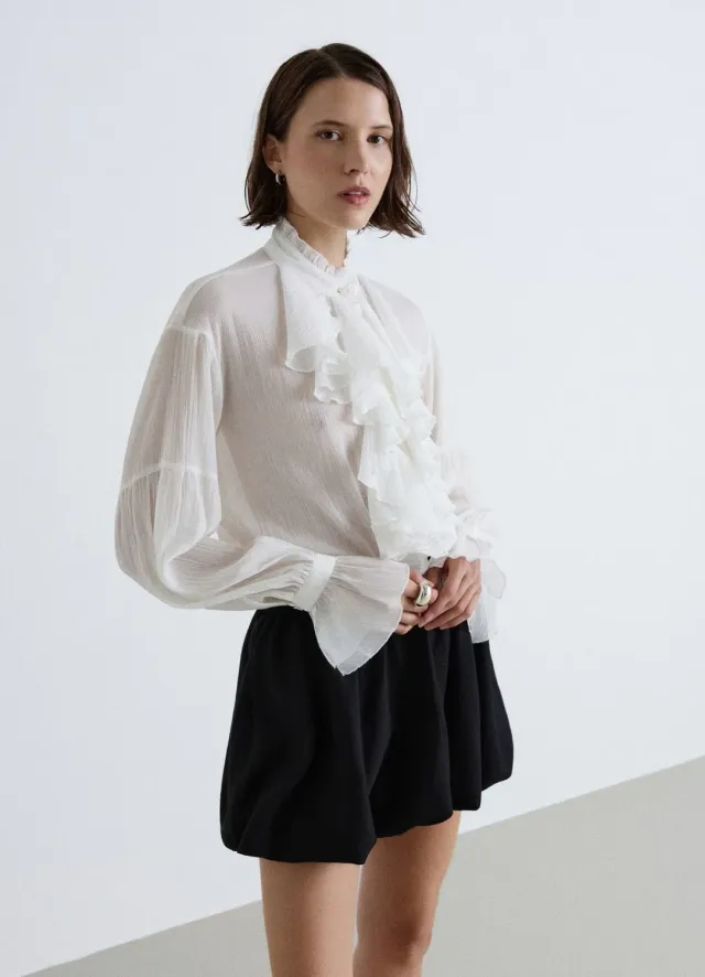 Calliope chemise volants col montant femme