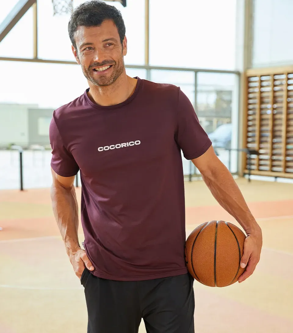 Cocorico Impact t-shirt sport homme bordeaux technique