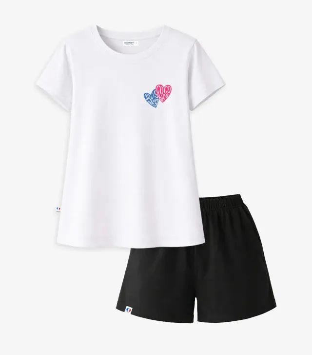 Cocorico Jolis Rêves pyjama femme blanc noir coton