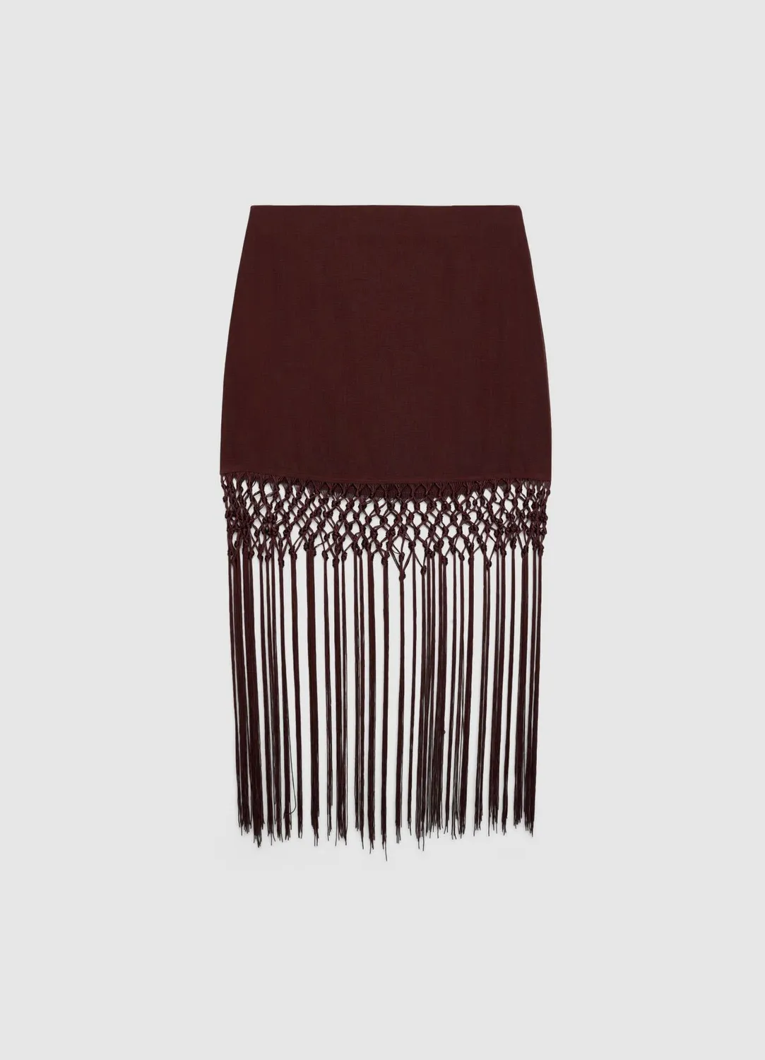 Calliope jupe mini unie à franges taille haute