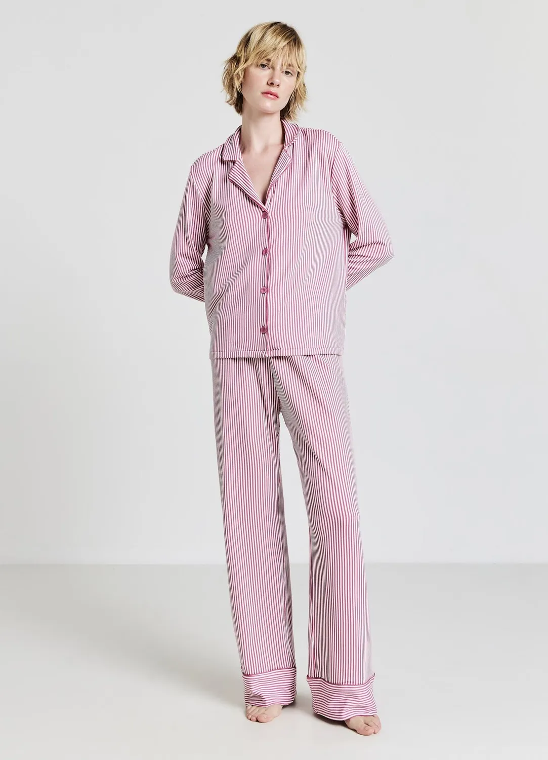 Calliope ensemble pyjama rayé femme chemise boutons