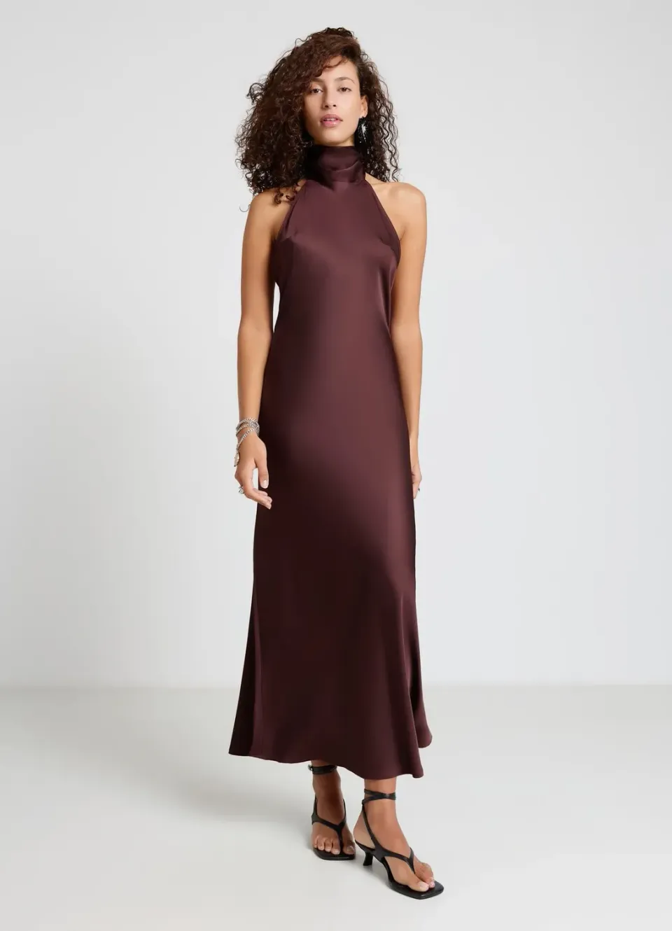 Calliope robe longue femme américaine satin nœud
