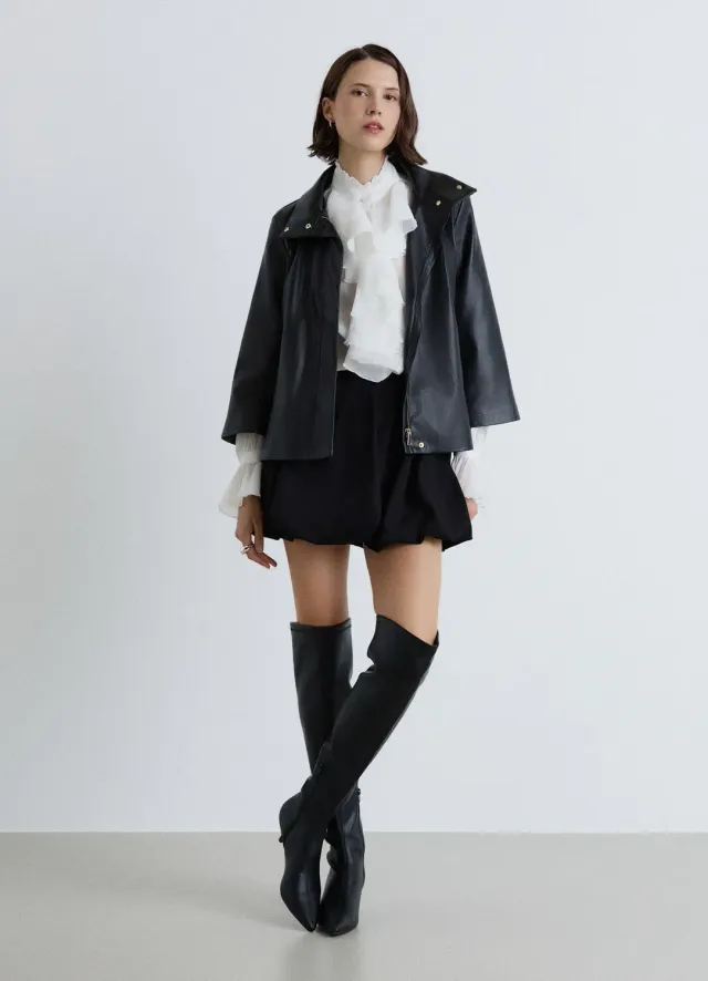 Calliope veste kimono effet cuir noire femme