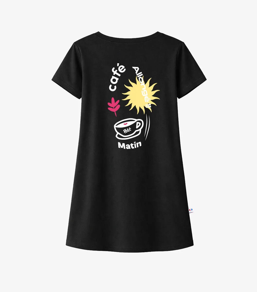 Cocorico Petit Matin robe nuit femme noir coton