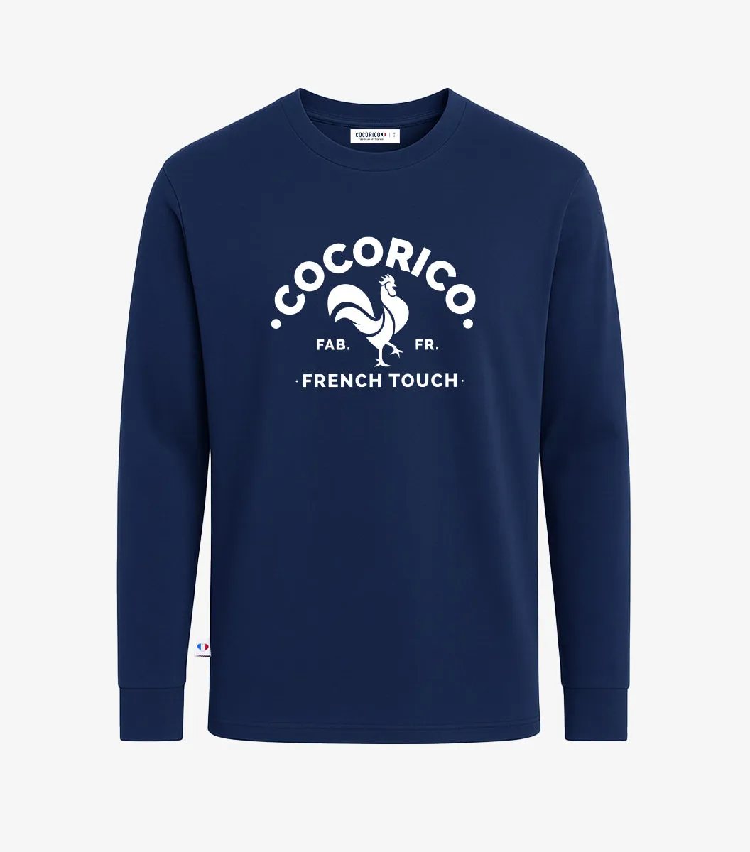 Cocorico Coq Français T-shirt Manches Longues Marine coton