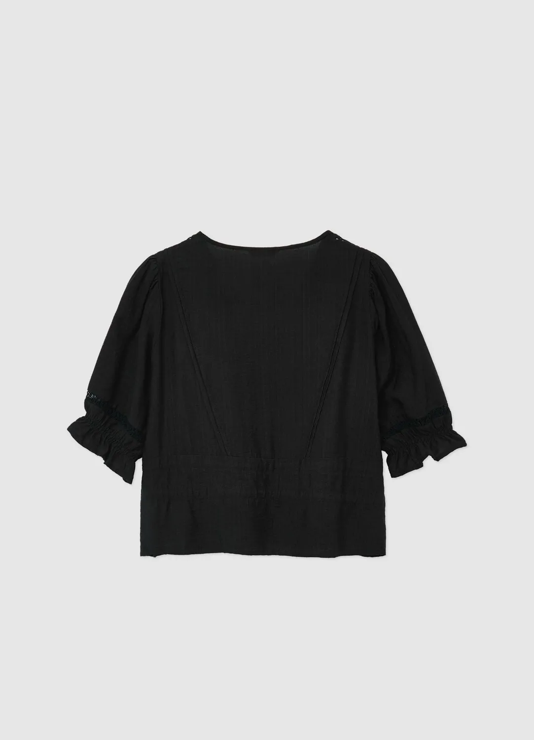 Calliope Blouse femme manches courtes col V broderie ajourée
