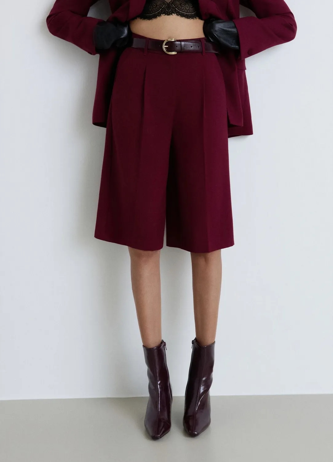 Calliope bermuda long pinces taille haute femme