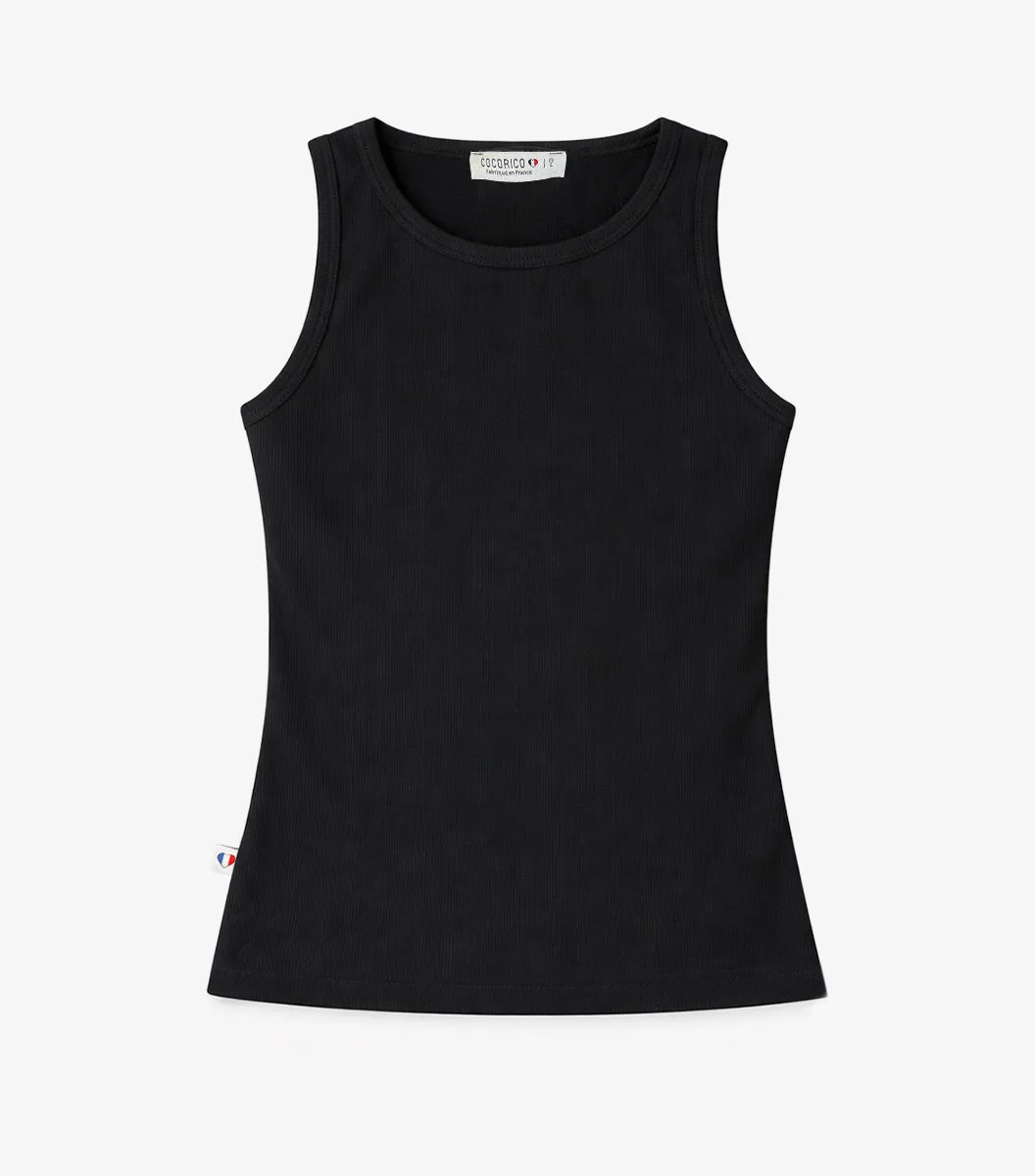 Cocorico Intemporel Côtelé débardeur femme Noir coton