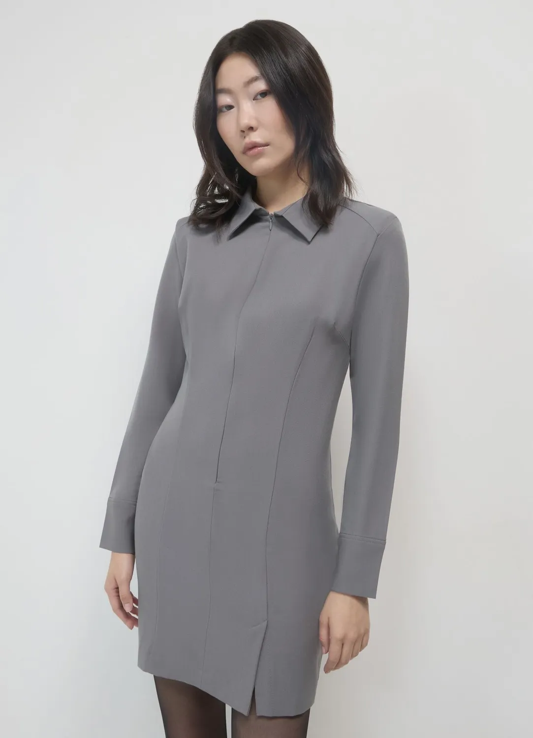 Calliope robe chemise mini femme manches longues