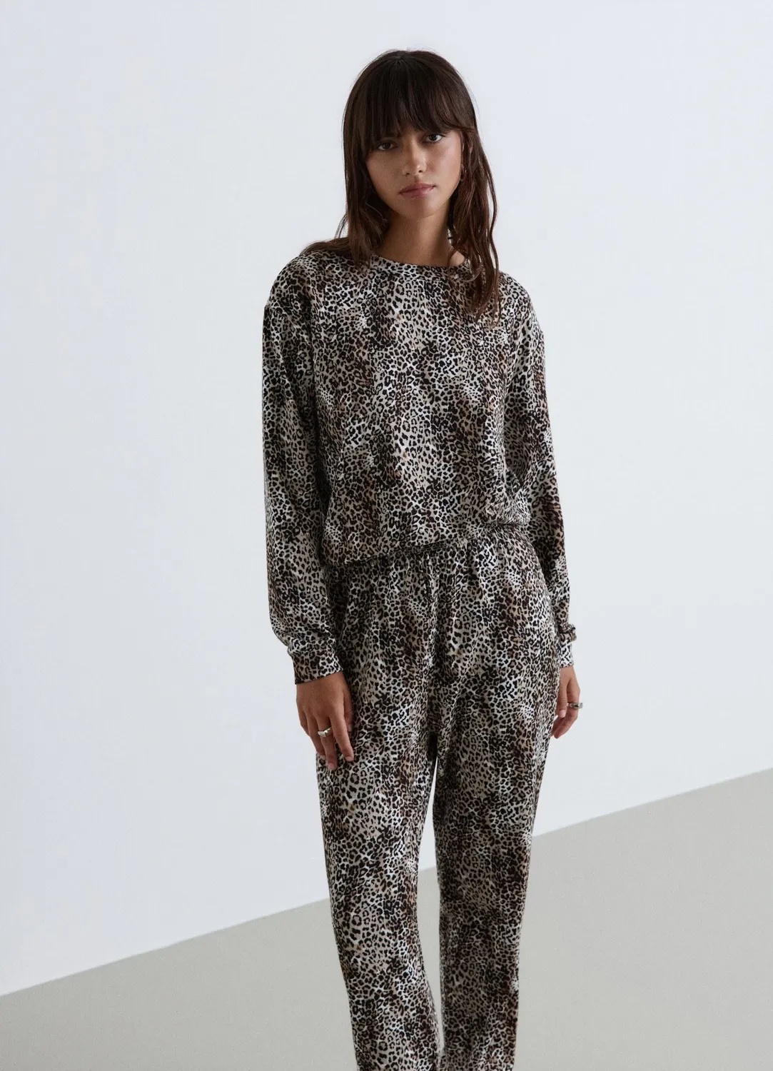 Calliope pyjama léopard ensemble femme manches longues