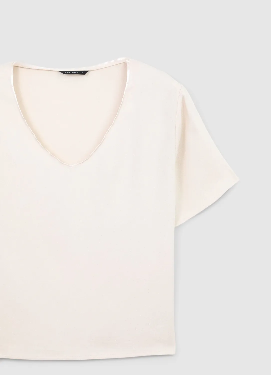Calliope blouse col large femme manches courtes