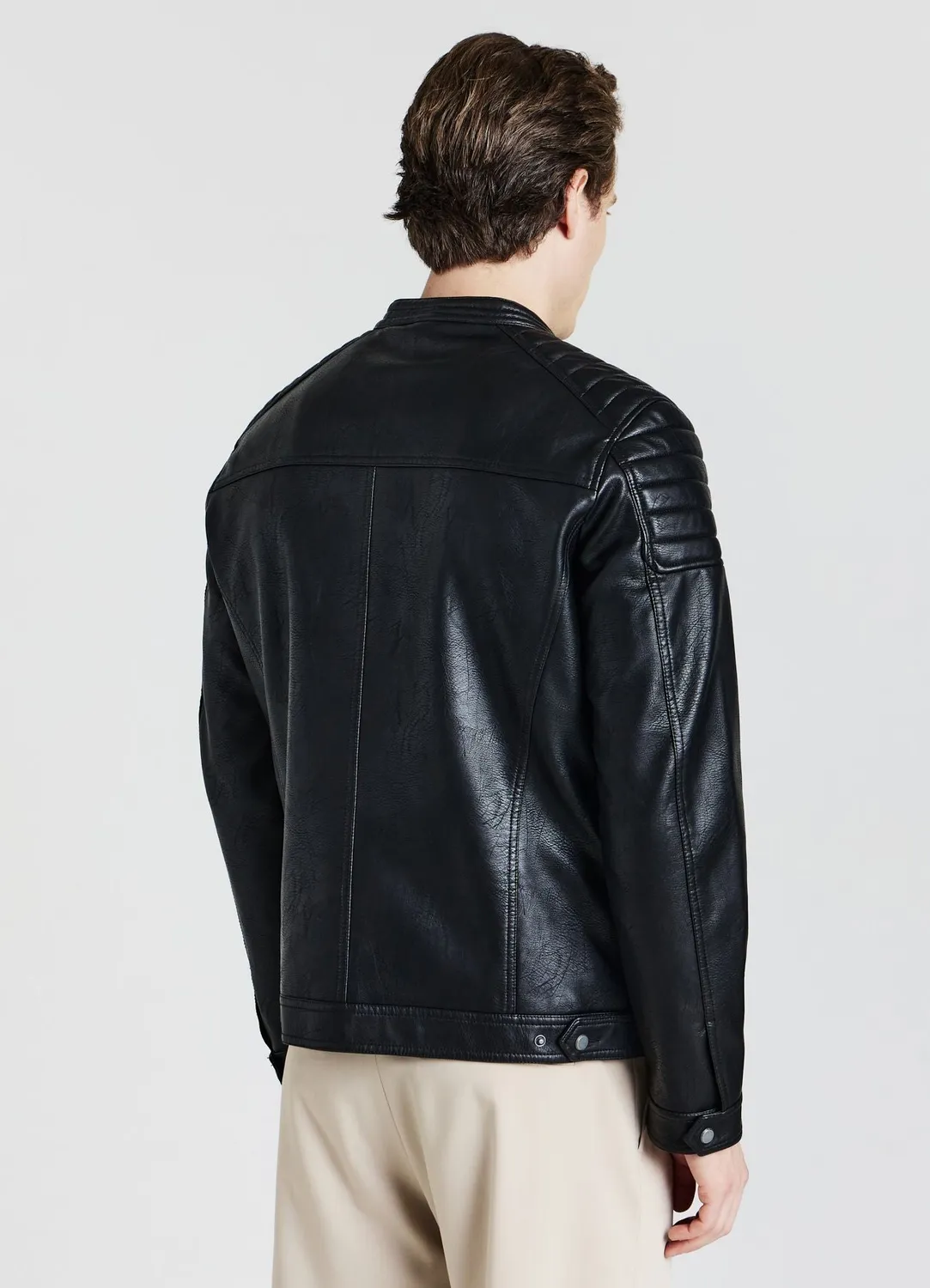 Calliope blouson biker simili-cuir homme col coréen L