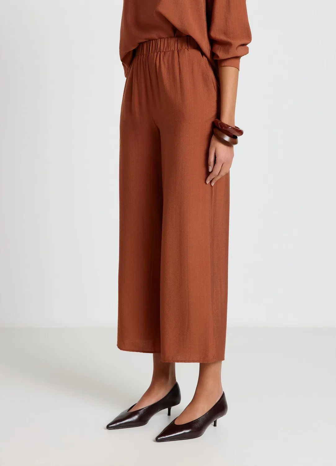 Calliope Pantalon palazzo femme uni élastique