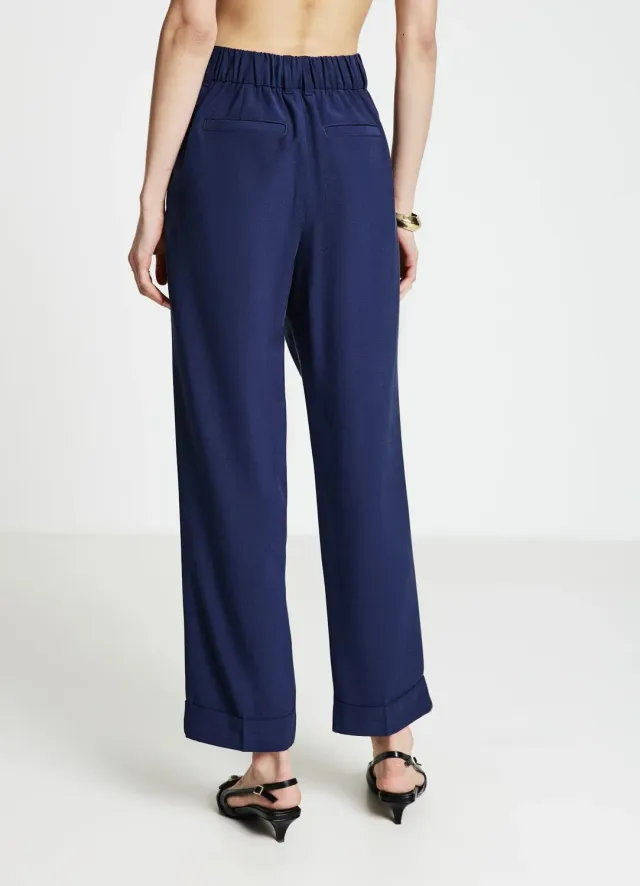Calliope pantalon femme uni revers confort elastique