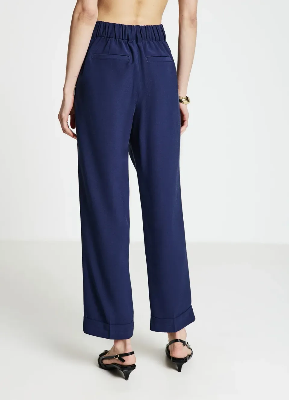 Calliope pantalon femme uni revers confort elastique